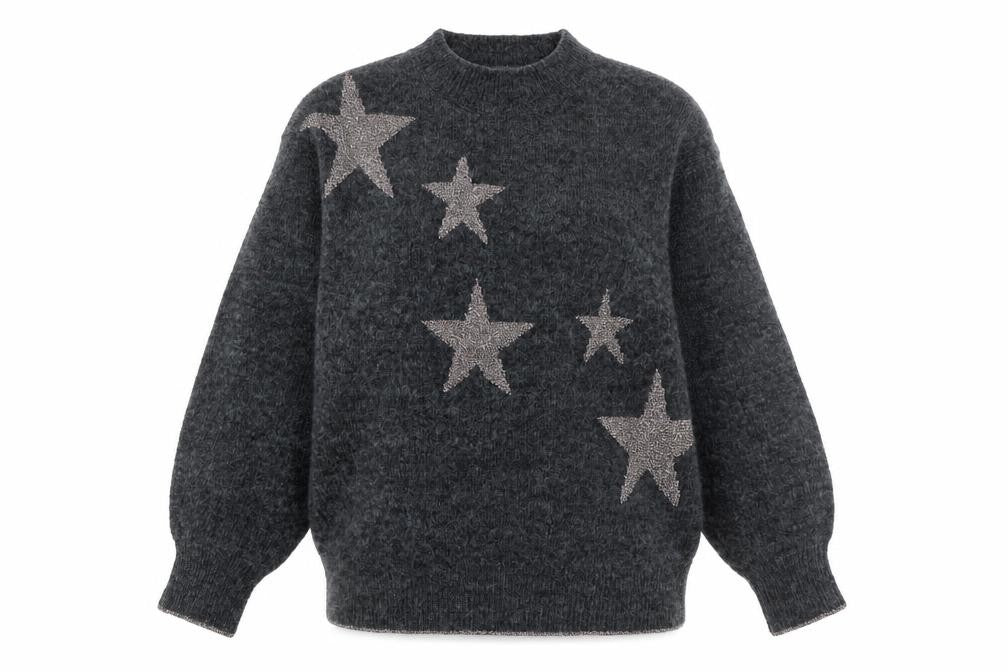Marks & Spencer Womens Grey Crew Neck Polyester Pullover Jumper Size S - Glittery detail