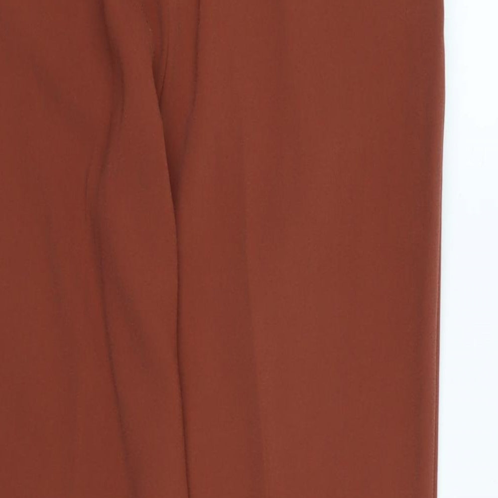 Marks and Spencer Womens Brown Polyester Trousers Size 10 L26 in Regular Zip