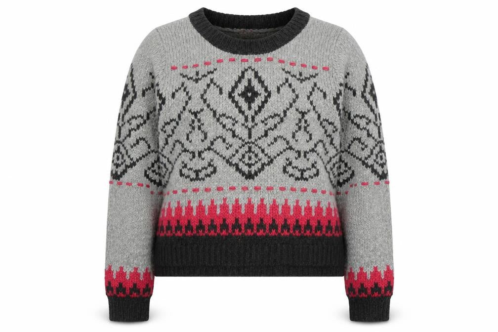 Indigo Womens Brown Crew Neck Fair Isle Acrylic Pullover Jumper Size 12