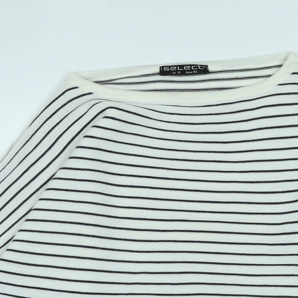 Select Womens Ivory Crew Neck Acrylic Pullover Jumper Size 6