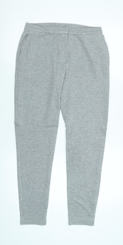 Next Womens Grey Polyester Trousers Size 6 L27 in Regular Zip