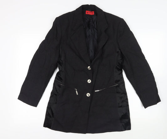 Happy Heidmann Womens Black Jacket Blazer Size 10 Button - Zipped Pockets