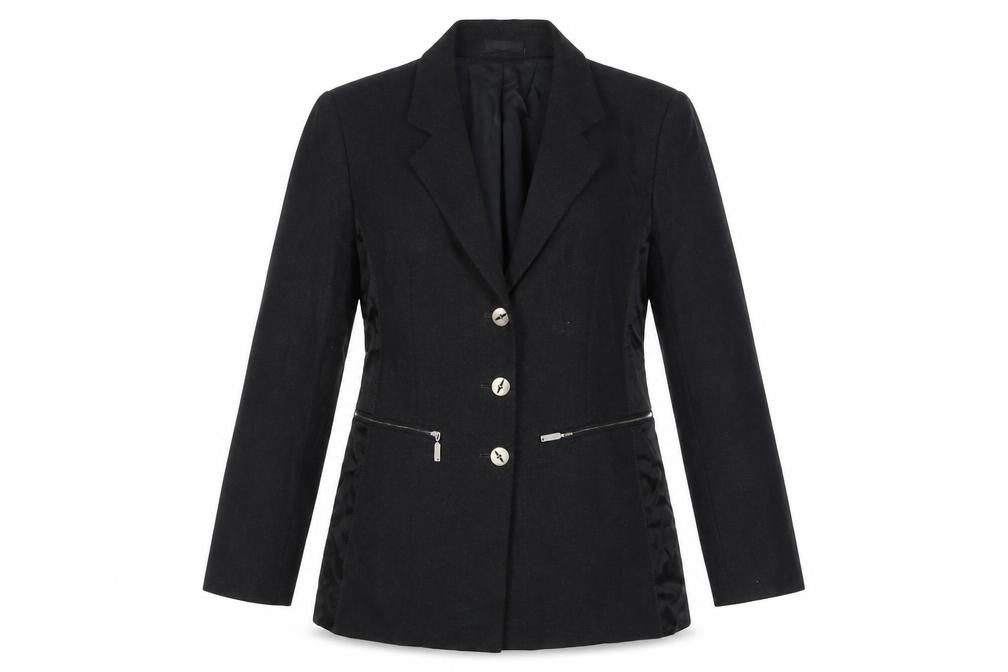 Happy Heidmann Womens Black Jacket Blazer Size 10 Button - Zipped Pockets