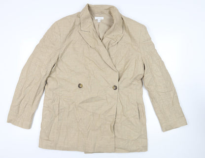 Topshop Womens Beige Jacket Blazer Size 14 Button