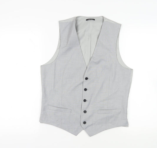 Marks and Spencer Mens Grey Polyester Jacket Suit Waistcoat Size 38 Regular