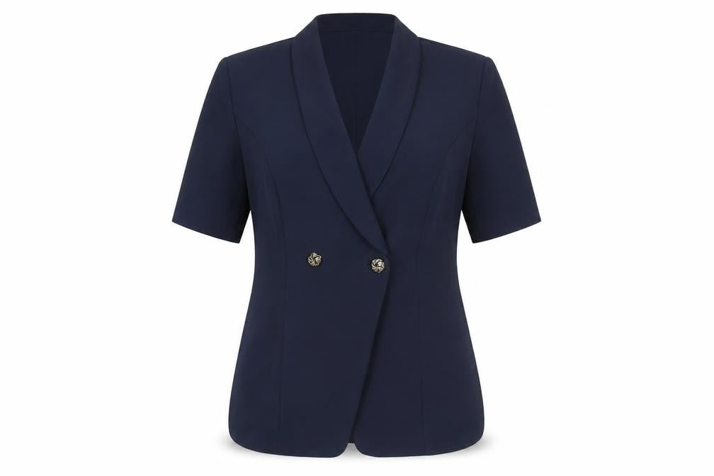 Luisa Calvino Womens Blue Jacket Blazer Size 12 Button - Lightweight