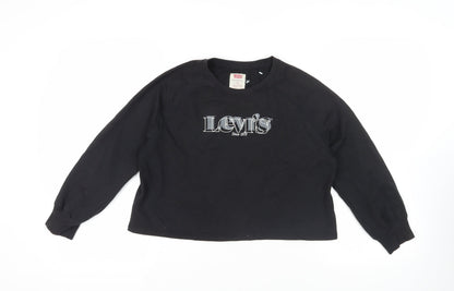 Levi's Girls Black Cotton Pullover Sweatshirt Size 12 Years Pullover - Logo