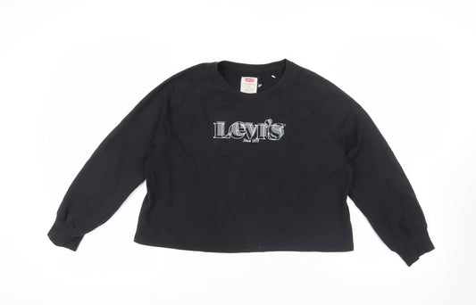 Levi's Girls Black Cotton Pullover Sweatshirt Size 12 Years Pullover - Logo