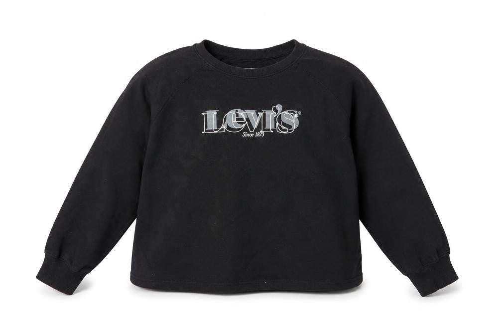 Levi's Girls Black Cotton Pullover Sweatshirt Size 12 Years Pullover - Logo