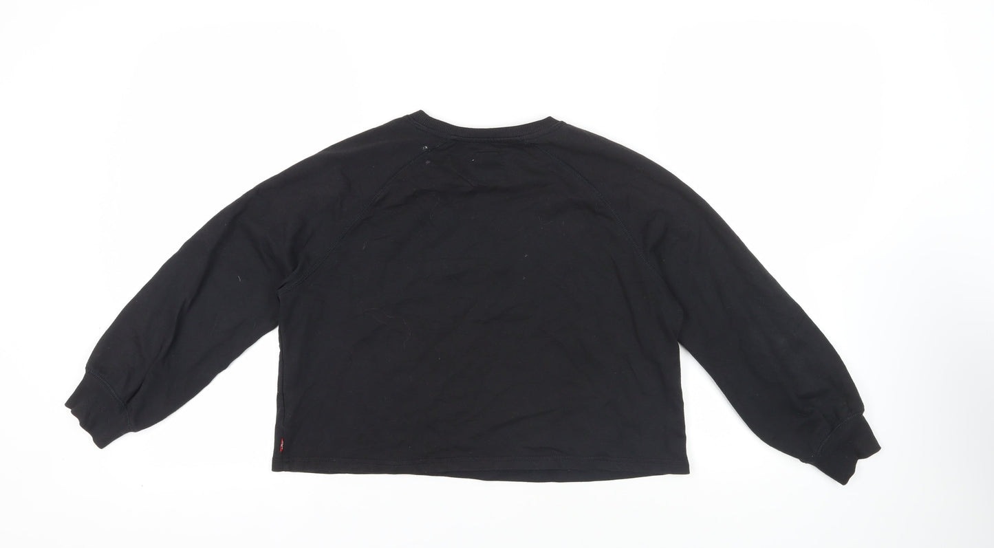 Levi's Girls Black Cotton Pullover Sweatshirt Size 12 Years Pullover - Logo