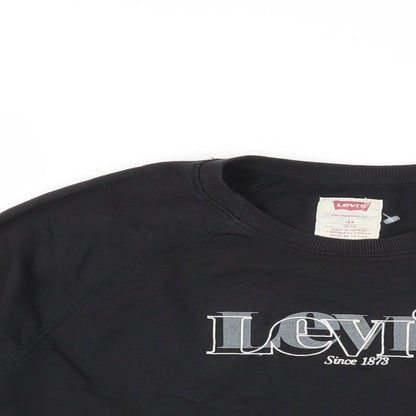 Levi's Girls Black Cotton Pullover Sweatshirt Size 12 Years Pullover - Logo