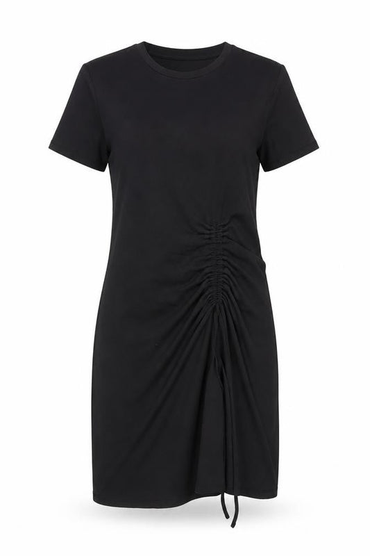 Michelle Keegan Womens Black Modal T-Shirt Dress Size 10 Crew Neck Pullover - Ruched Detail