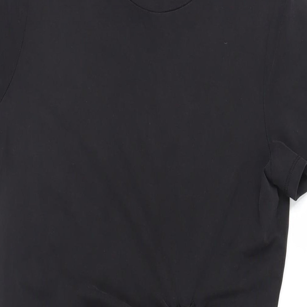 Michelle Keegan Womens Black Modal T-Shirt Dress Size 10 Crew Neck Pullover - Ruched Detail