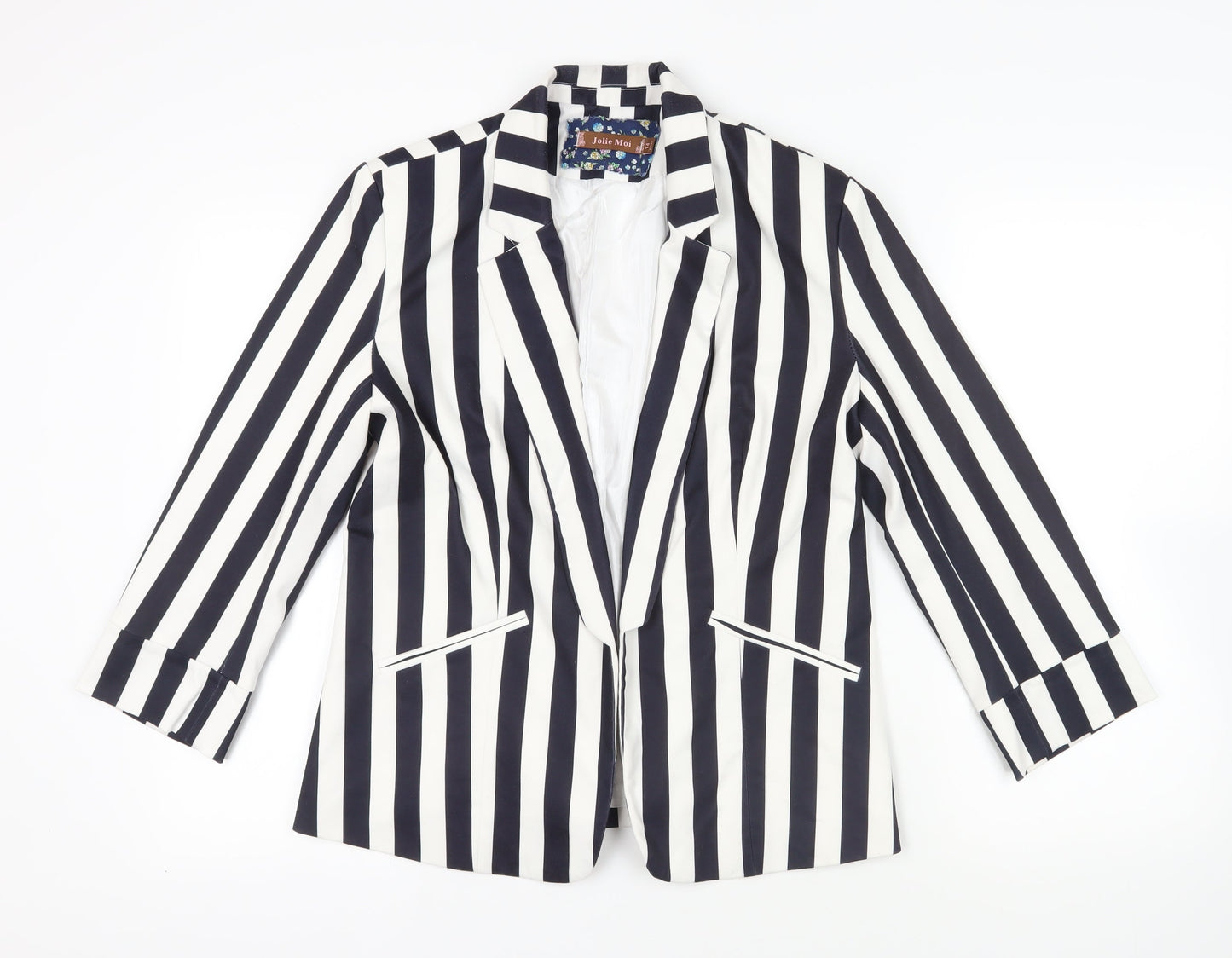Jolie Moi Womens Blue Striped Jacket Blazer Size 14 - Open