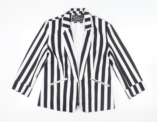 Jolie Moi Womens Blue Striped Jacket Blazer Size 14 - Open