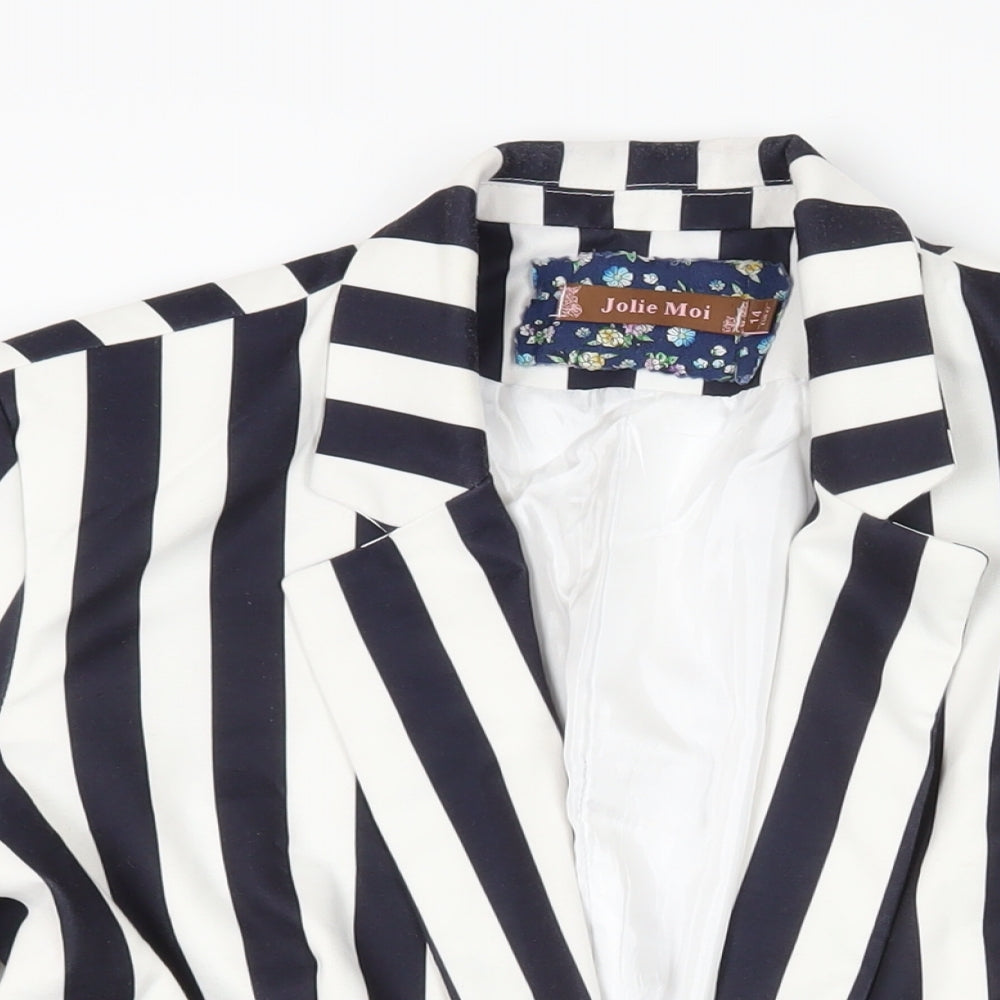 Jolie Moi Womens Blue Striped Jacket Blazer Size 14 - Open