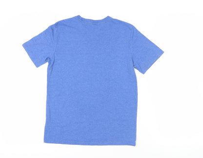 Back view of Gap girls’ blue cotton basic t-shirt, size 12-13, years crew neck pullover - super mario