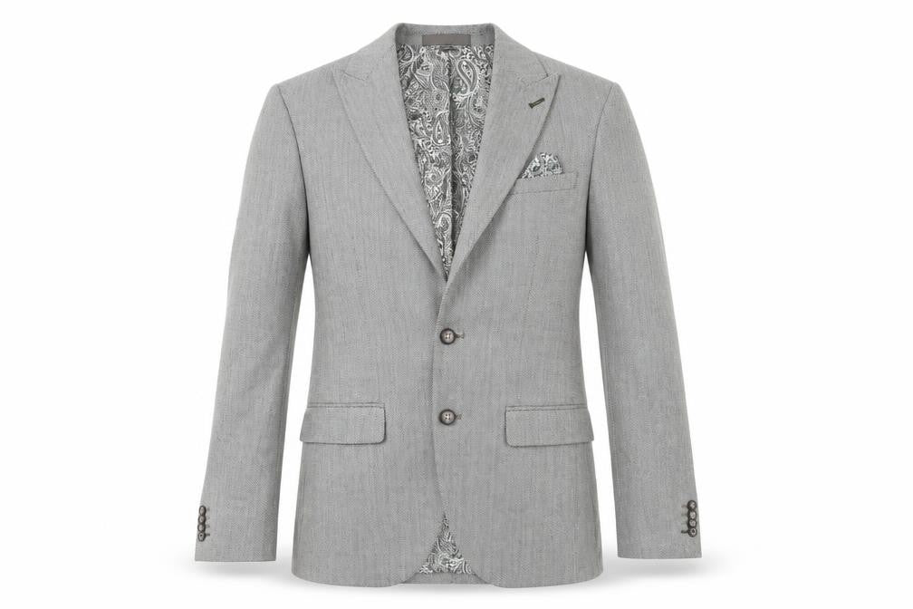 Marks & Spencer Mens Grey Herringbone Polyester Jacket Suit Jacket Size 36 Regular