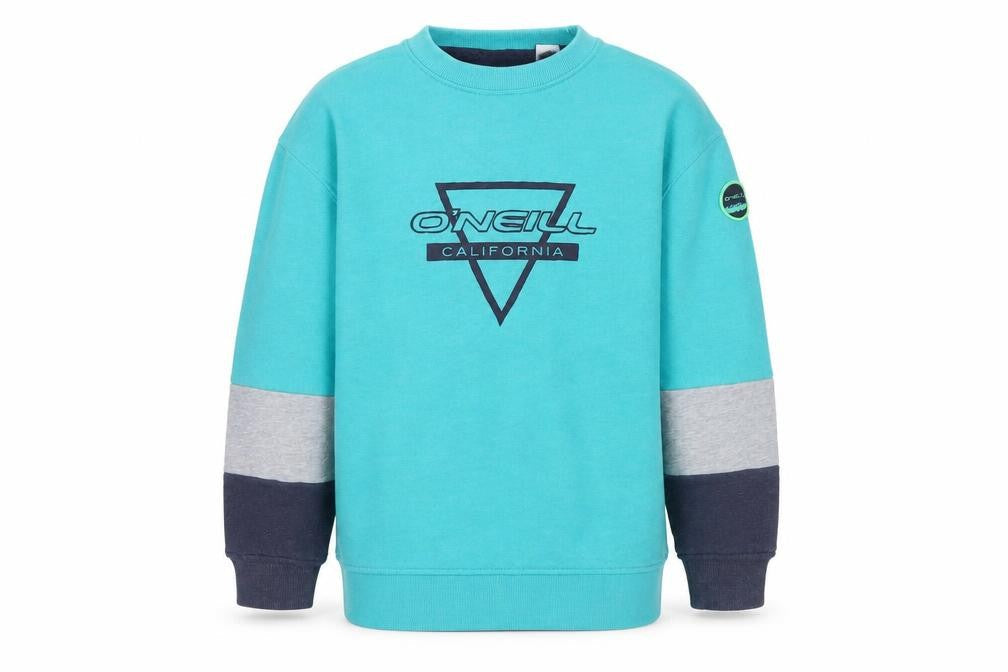 O'Neill Boys Green Colourblock Cotton Pullover Sweatshirt Size 8 Years Pullover - Logo