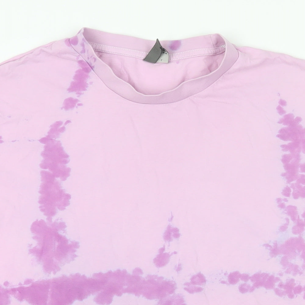 ASOS Womens Purple Cotton Basic T-Shirt Size L Crew Neck - Tie-Dye