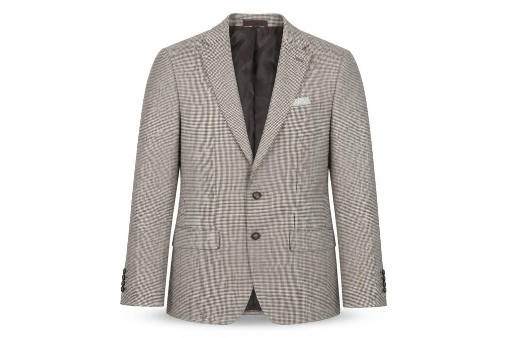 Marks & Spencer Mens Beige Geometric Polyester Jacket Suit Jacket Size 38 Regular