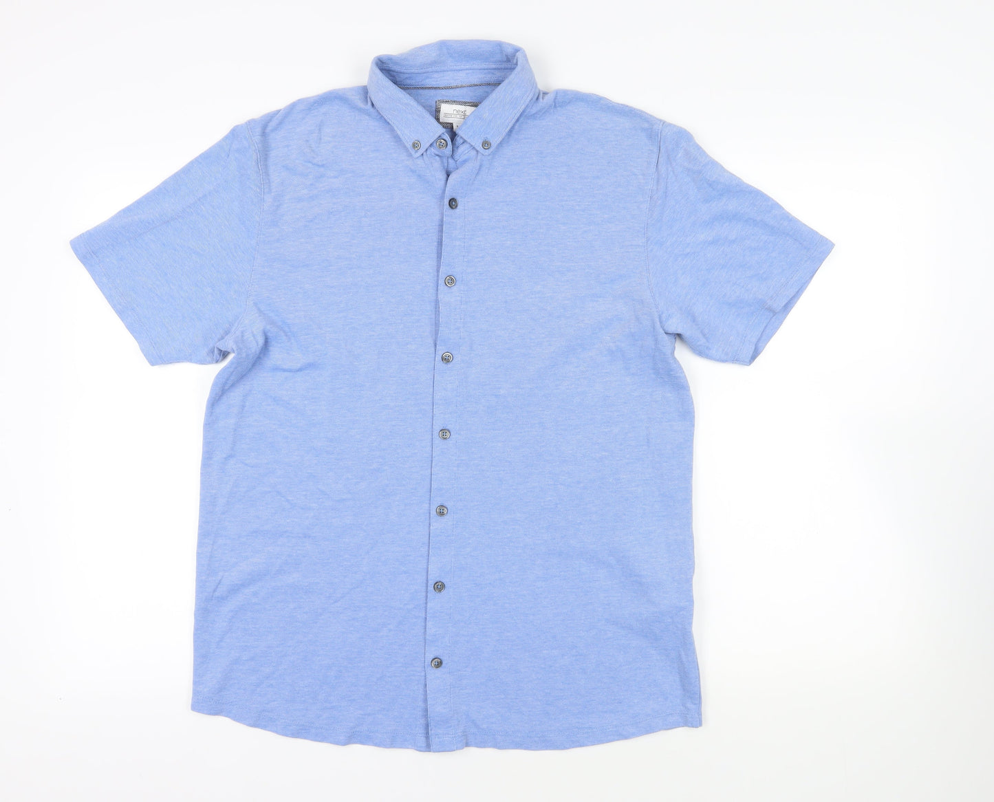 NEXT Mens Blue Cotton Button-Up Size L Collared Button