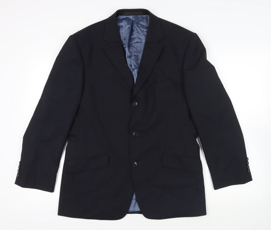 Marks and Spencer Mens Blue Striped Wool Jacket Suit Jacket Size 40 Regular