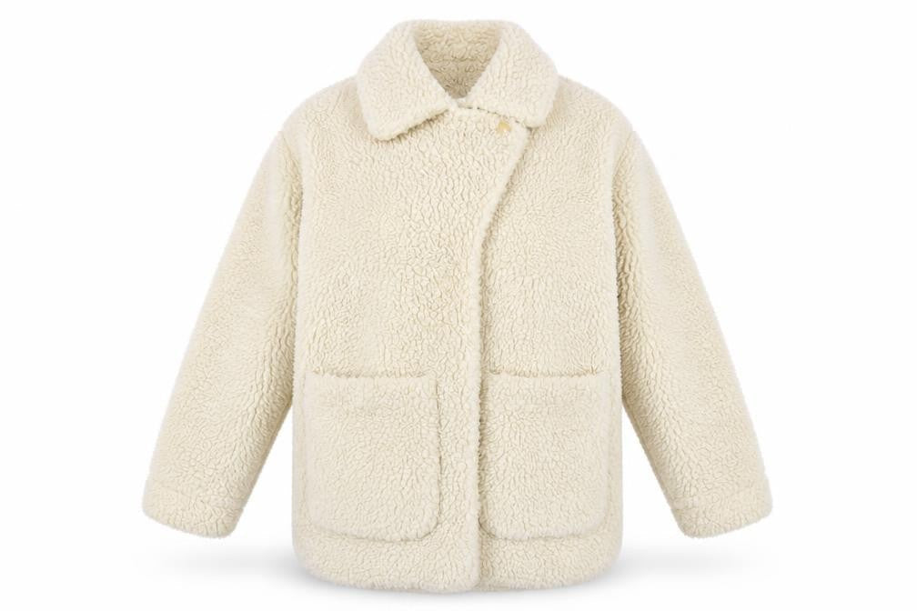 Monki Womens Ivory Overcoat Coat Size XS Button