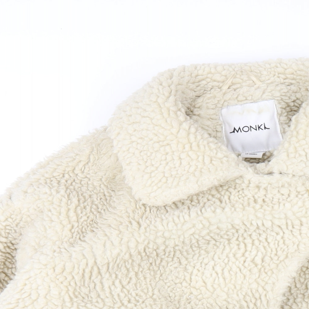 Monki Womens Ivory Overcoat Coat Size XS Button