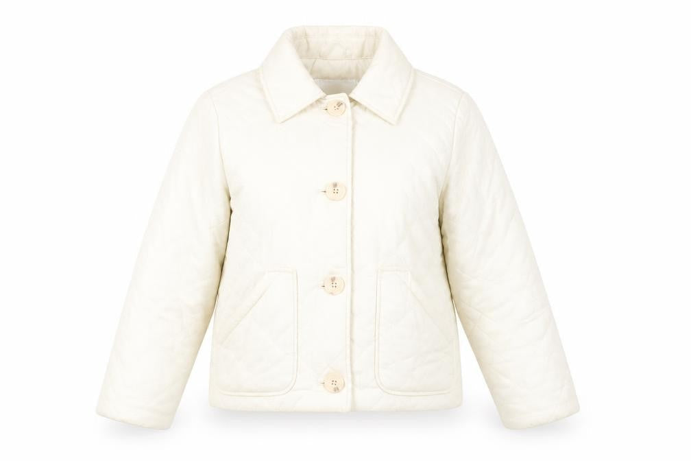 Monki Womens Ivory Quilted Coat Size XS Button