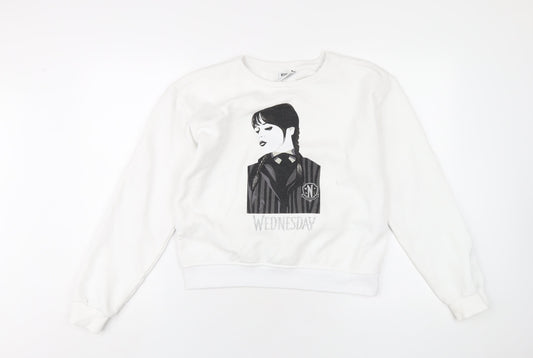 Netflix Girls White Polyester Pullover Sweatshirt Size 14-15 Years Pullover - Wednesday