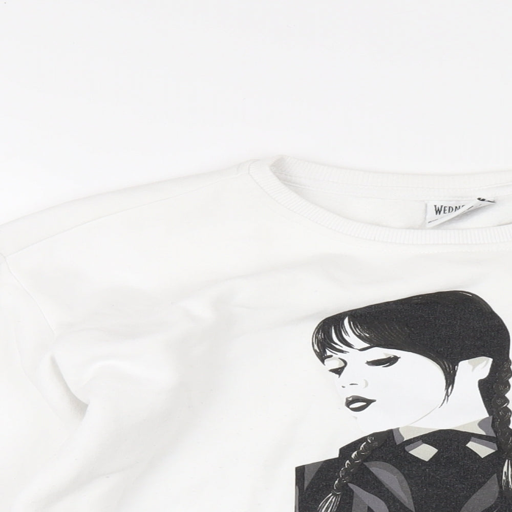 Netflix Girls White Polyester Pullover Sweatshirt Size 14-15 Years Pullover - Wednesday