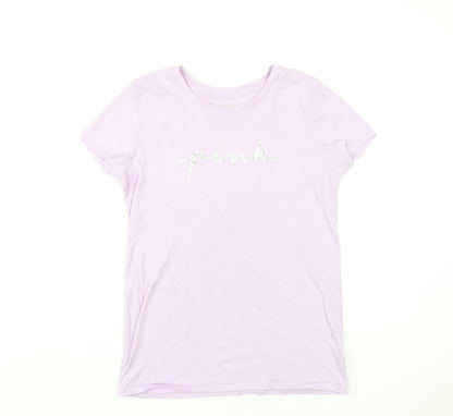 PINK Womens Purple Cotton Basic T-Shirt Size S Round Neck