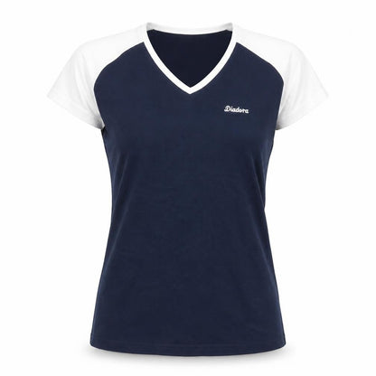 Diadora Womens Blue Cotton Basic T-Shirt Size 16 V-Neck