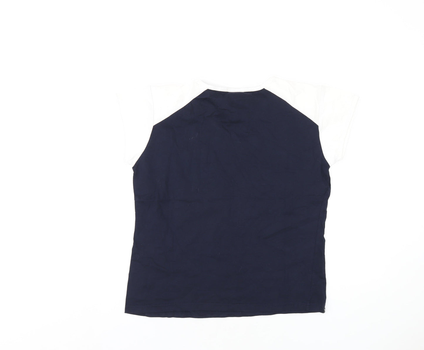 Diadora Womens Blue Cotton Basic T-Shirt Size 16 V-Neck