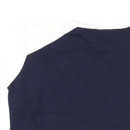 Diadora Womens Blue Cotton Basic T-Shirt Size 16 V-Neck