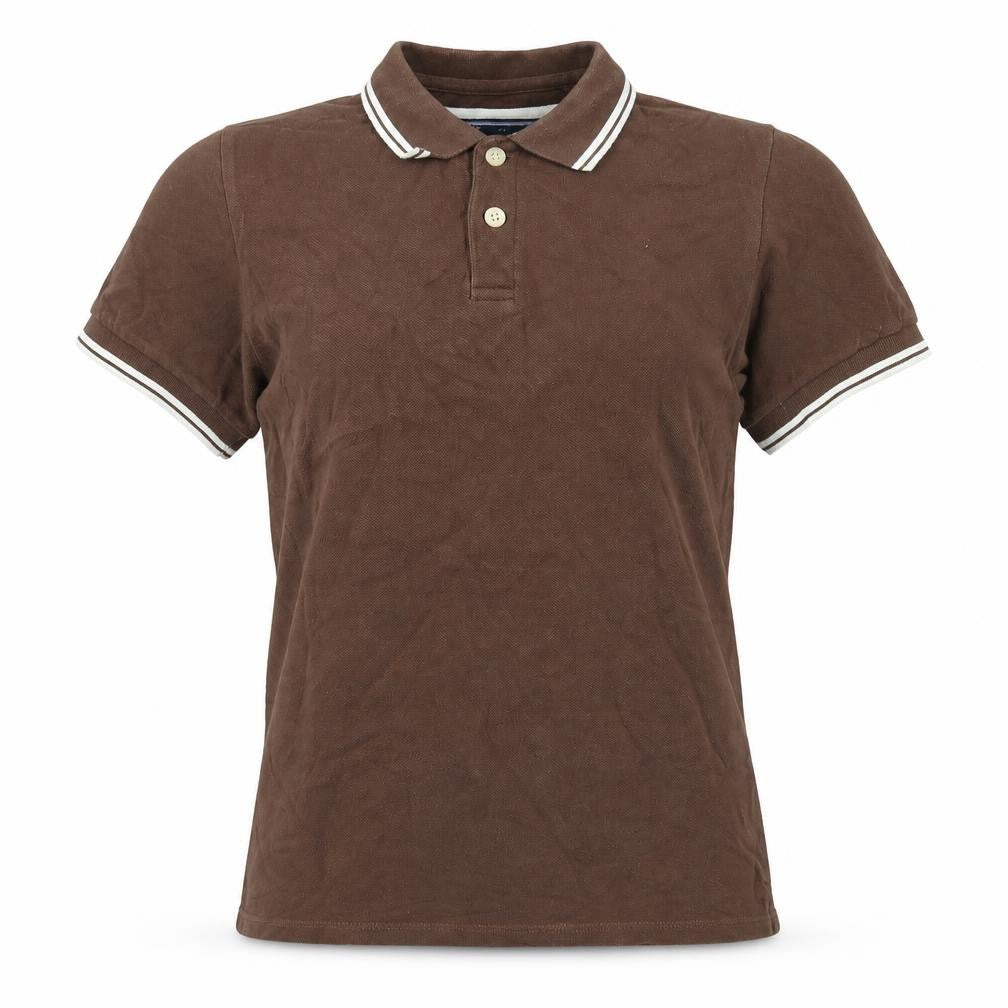 Charles Wilson Womens Brown Cotton Basic Polo Size S Collared
