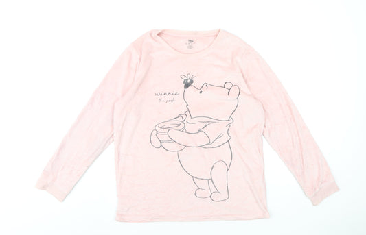 Disney Womens Pink Solid Polyester Top Pyjama Top Size 10 - Winnie the Pooh