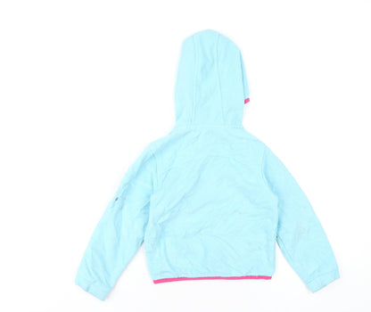 Back view of Hi Gear girls’ blue jacket, size 3-4, years zip