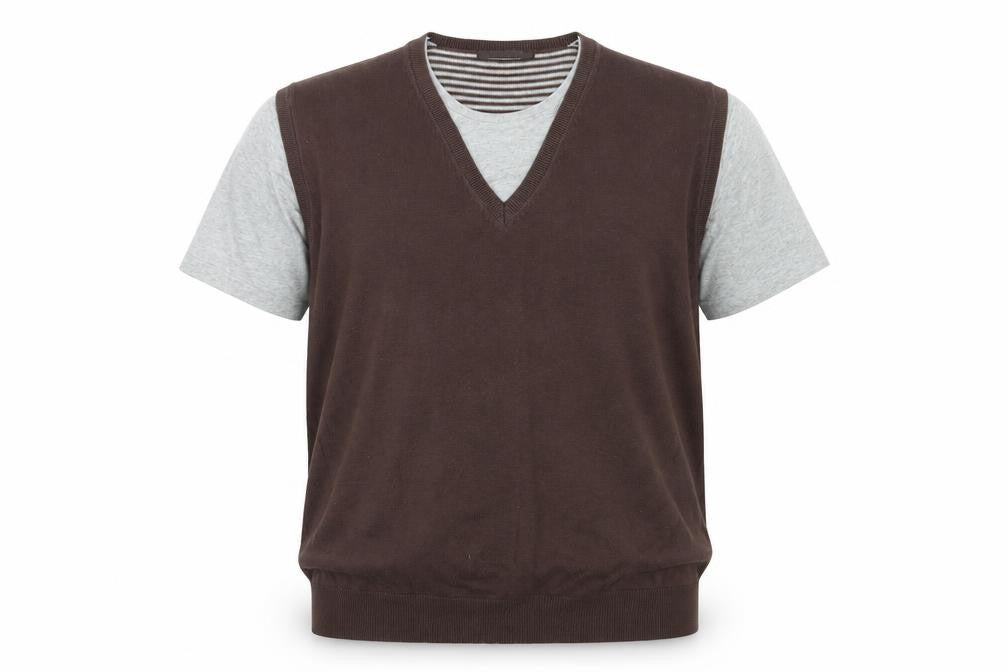 Full Circle Mens Brown Round Neck Cotton Pullover Jumper Size XL Short Sleeve