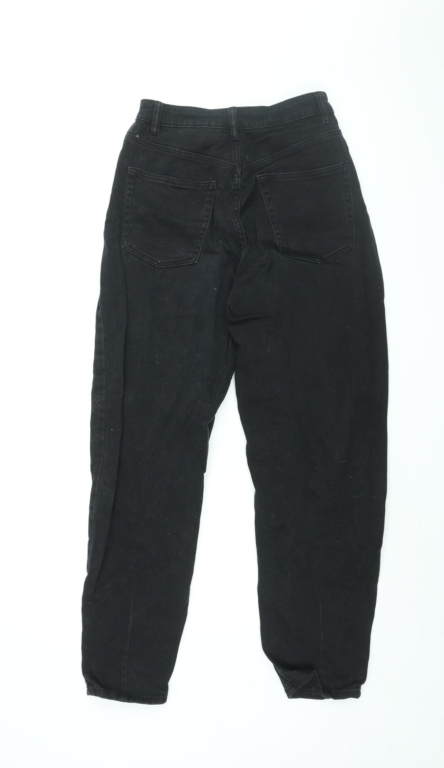 H&M Womens Black Cotton Mom Jeans Size 8 L28 in Regular Zip