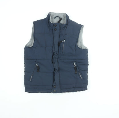 Additional front view of St Bernard boys’ blue gilet coat, size 9, years zip