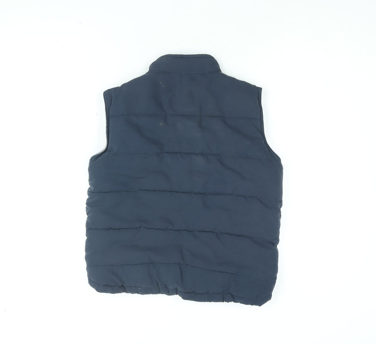 Back view of St Bernard boys’ blue gilet coat, size 9, years zip