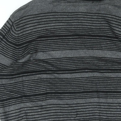 Debenhams Womens Grey Roll Neck Striped Viscose Pullover Jumper Size 14