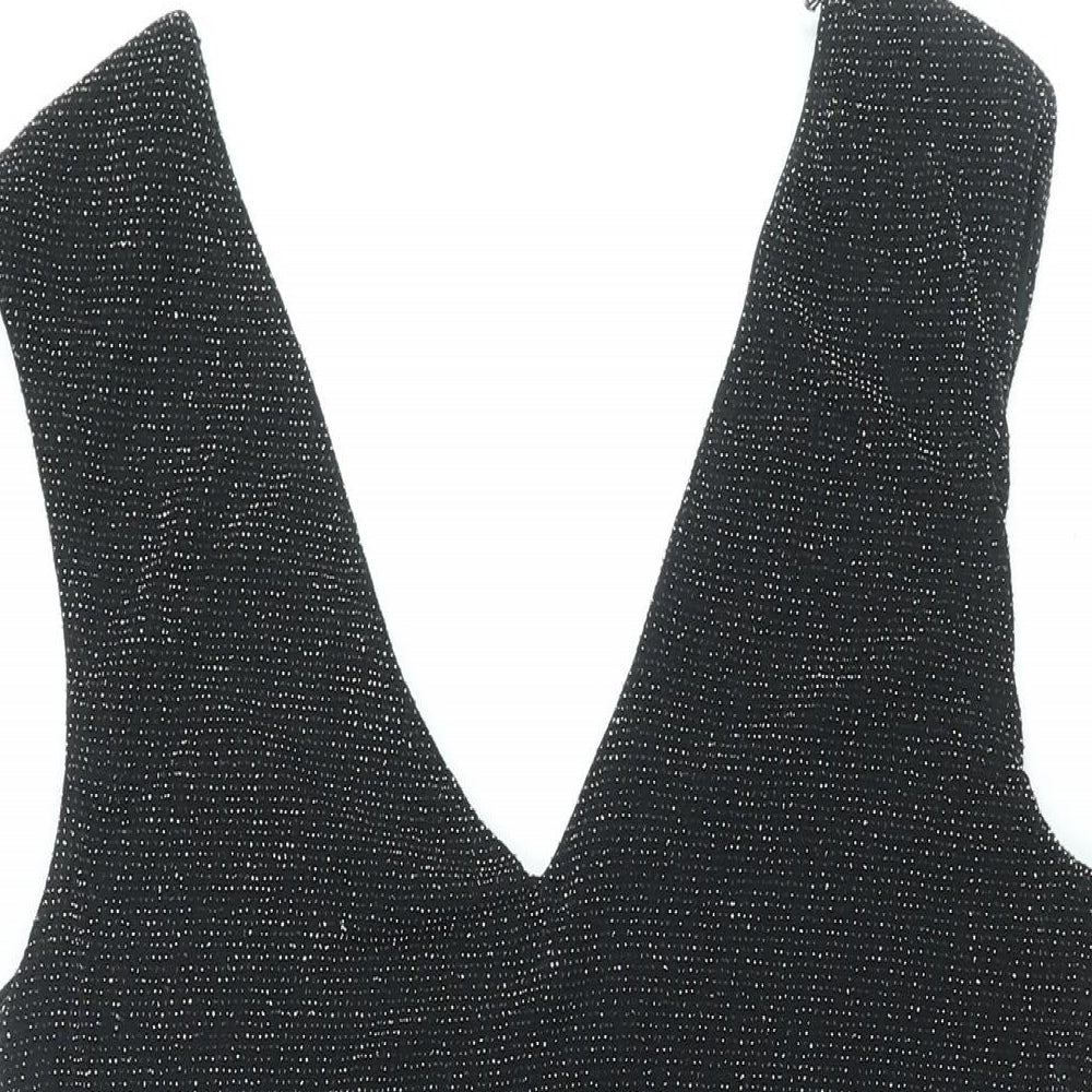 New Look Womens Black Polyester Bodycon Size 16 V-Neck Pullover