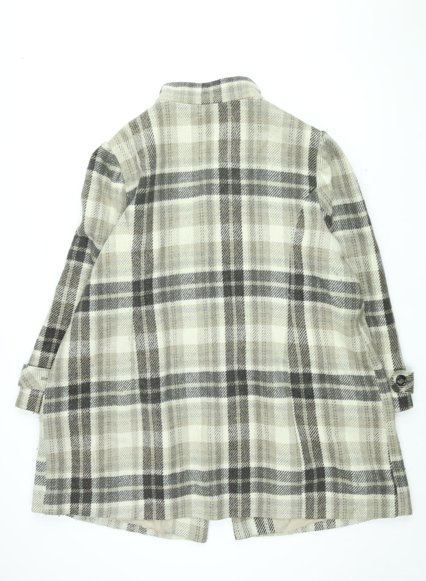 Debenhams Womens Beige Plaid Overcoat Coat Size 22 Button