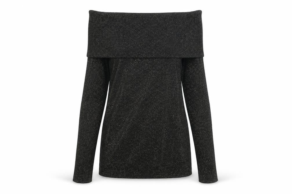 Oasis Womens Black Viscose Basic T-Shirt Size S Off the Shoulder