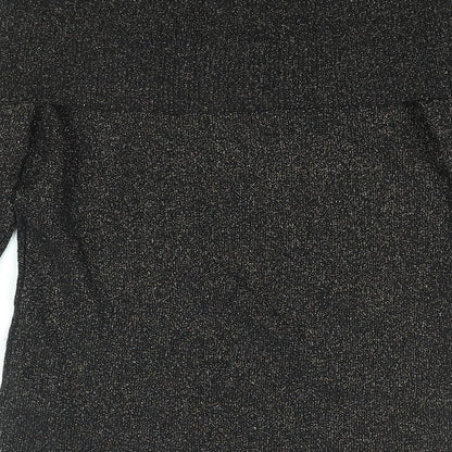 Oasis Womens Black Viscose Basic T-Shirt Size S Off the Shoulder