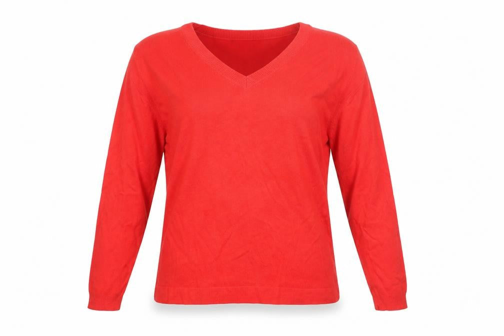 Marks & Spencer Womens Red V-Neck Acrylic Pullover Jumper Size M