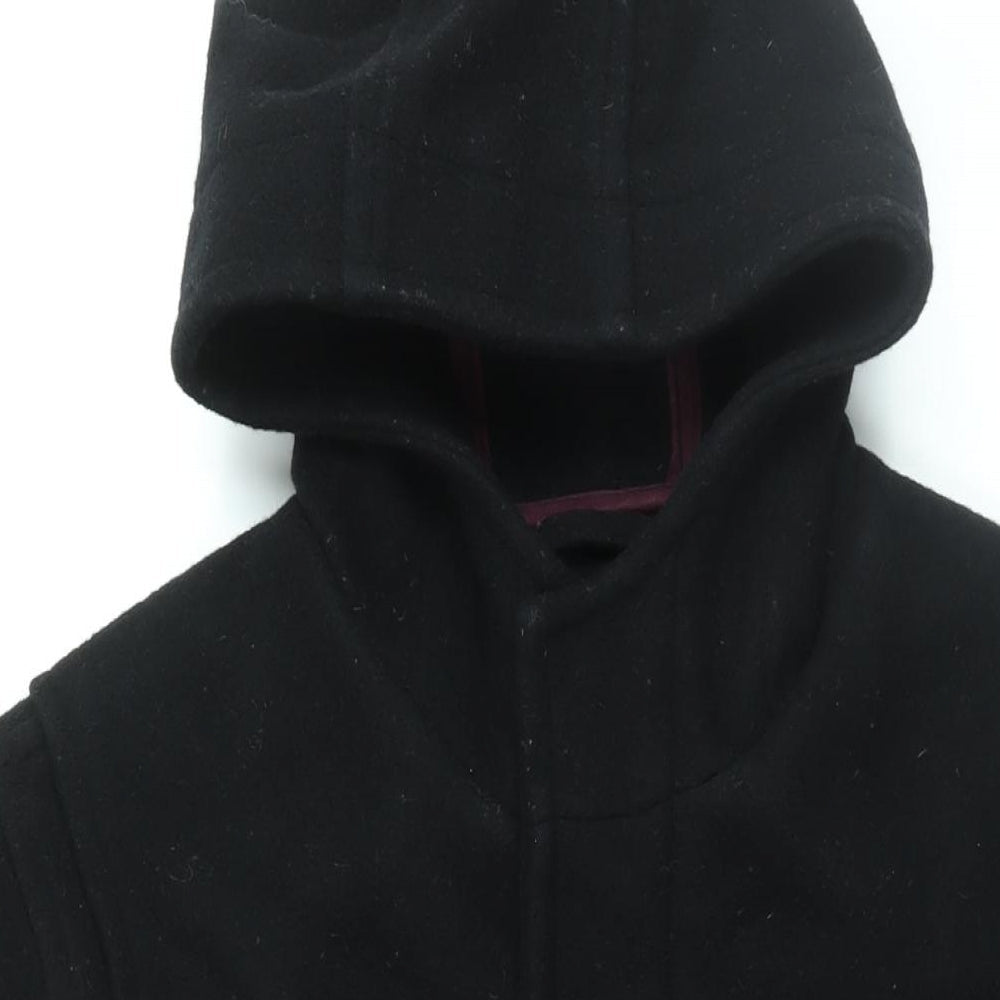Red Herring Mens Black Overcoat Coat Size M Zip